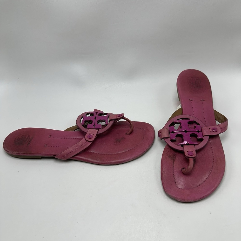Tory Burch Miller Sandals Pink Weather Thong Size 9.5 M Shoes Flat Rose‎